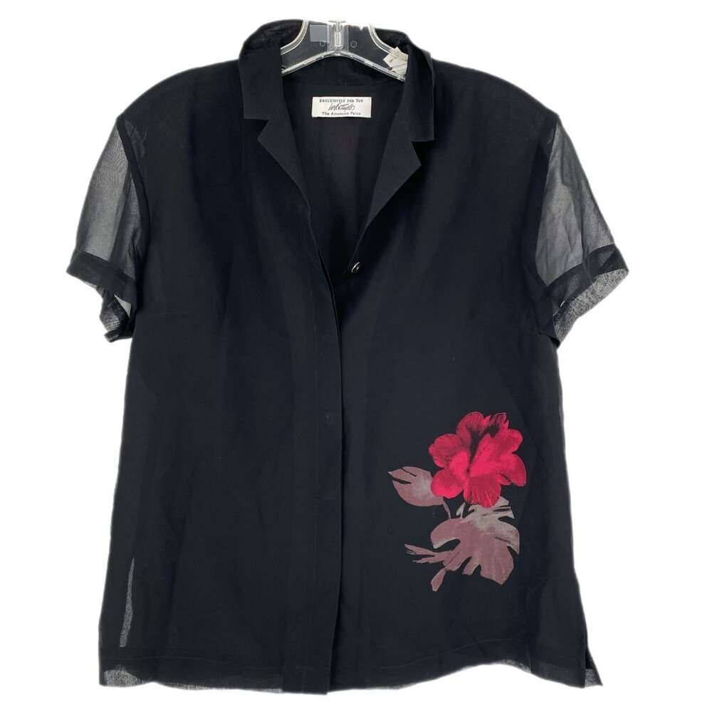 Lord & Taylor Black Silk Button-Up Blouse | Size LP